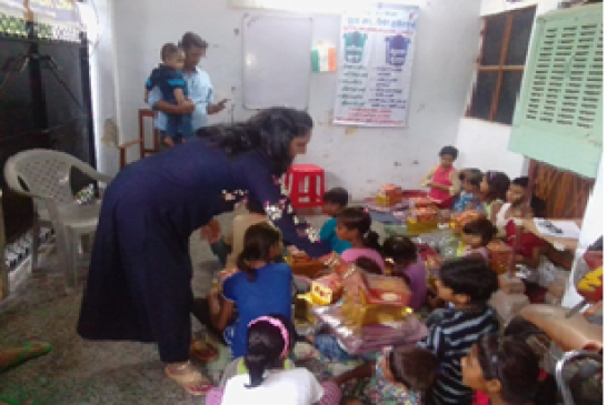 Birthday Celebration by Visitor with Arj Free School Children